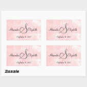 Sticker Rectangulaire Mariage de monogramme rose Roses (Feuille)