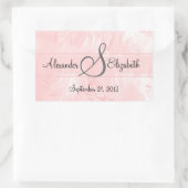 Sticker Rectangulaire Mariage de monogramme rose Roses (Sac)