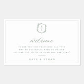 Sticker Rectangulaire Mariage de monographie de crête botanique Bienvenu (Devant)