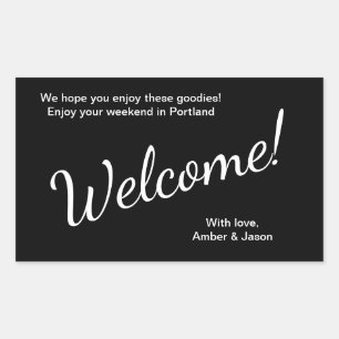 Sticker Rectangulaire Mariage de panier à cadeaux pour les invités de bi