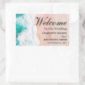 Sticker Rectangulaire Mariage de plage côtière tropicale Sac de bienvenu (Sac)