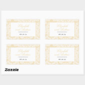 Sticker Rectangulaire Mariage de script élégant en dentelle noire et or (Feuille)