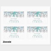 Sticker Rectangulaire Mariage des flocons de neige en argent d'hiver (Feuille)