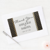 Sticker Rectangulaire Mariage | Diamants dorés formels sur noir (Enveloppe)