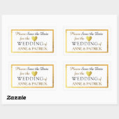 Sticker Rectangulaire mariage élégant Enregistrer la date (Feuille)