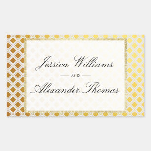 Sticker Rectangulaire Mariage élégant or et blanc