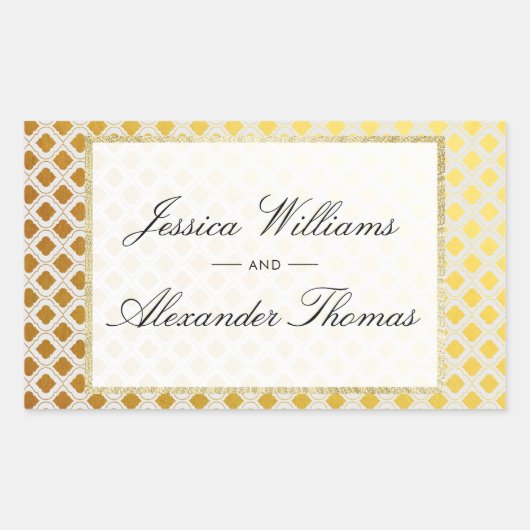 Sticker Rectangulaire Mariage élégant or et blanc (Devant)