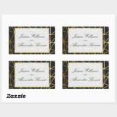 Sticker Rectangulaire Mariage élégant or et noir (Feuille)