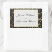 Sticker Rectangulaire Mariage élégant or et noir (Sac)