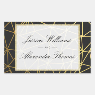 Sticker Rectangulaire Mariage élégant or et noir