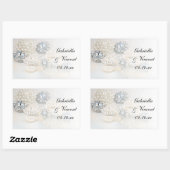 Sticker Rectangulaire Mariage Faux White Pearl and Diamond Buttons (Feuille)