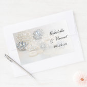 Sticker Rectangulaire Mariage Faux White Pearl and Diamond Buttons (Enveloppe)