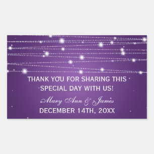 Sticker Rectangulaire Mariage Favor Tag Sparkling Lines Purple