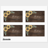 Sticker Rectangulaire Mariage floral de tournesol Merci rustique (Feuille)
