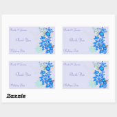 Sticker Rectangulaire Mariage Floral Déco bleuMerci (Feuille)