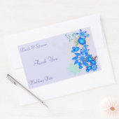 Sticker Rectangulaire Mariage Floral Déco bleuMerci (Enveloppe)