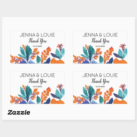 Sticker Rectangulaire Mariage floral dynamique (Feuille)