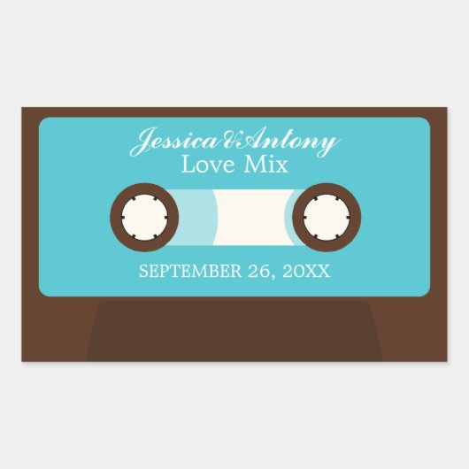 Sticker Rectangulaire Mariage Mixtape rétro (Devant)
