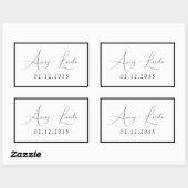 Sticker Rectangulaire Mariage Moderne Classique avec Bordure Blanche et (Feuille)
