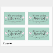 Sticker Rectangulaire Mariage Moderne Nous Nous Marions Doodle (Feuille)
