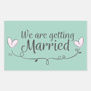 Sticker Rectangulaire Mariage Moderne Nous Nous Marions Doodle
