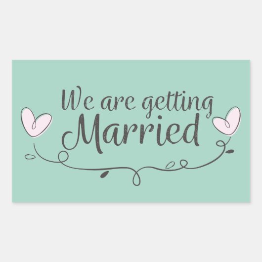 Sticker Rectangulaire Mariage Moderne Nous Nous Marions Doodle (Devant)