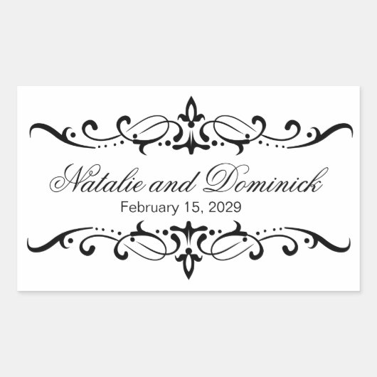 Sticker Rectangulaire Mariage Monogram Logo (Devant)