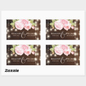 Sticker Rectangulaire Mariage personnalisé de luxe en bois rustique (Feuille)