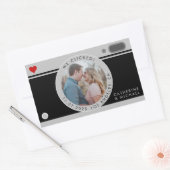 Sticker Rectangulaire Mariage Photo Caméra Noir Unique Enregistrer La Da (Enveloppe)