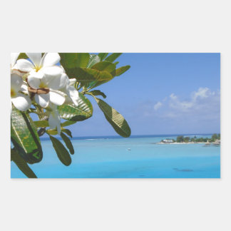 Sticker Rectangulaire Mariage plage Ocean Tahiti Fleurs