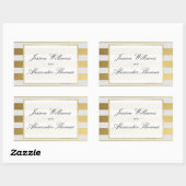 Sticker Rectangulaire Mariage rayures or et blanc élégant (Feuille)