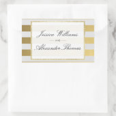 Sticker Rectangulaire Mariage rayures or et blanc élégant (Sac)