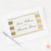 Sticker Rectangulaire Mariage rayures or et blanc élégant (Enveloppe)