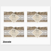 Sticker Rectangulaire Mariage Russe Beige Blanc Lace Burlap 2a (Feuille)