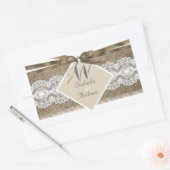 Sticker Rectangulaire Mariage Russe Beige Blanc Lace Burlap 2a (Enveloppe)