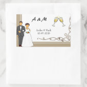 Sticker Rectangulaire Mariage simple et romantique (Sac)