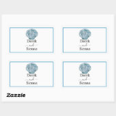 Sticker Rectangulaire Mariage vintage Turquoise bleu simple (Feuille)