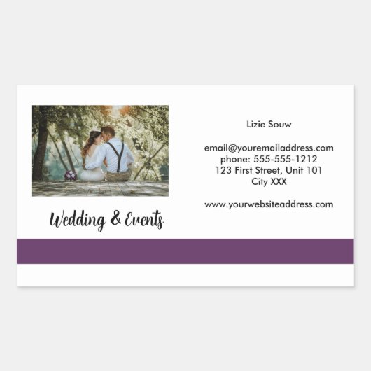 Sticker Rectangulaire Mariage violet et blanc (Devant)