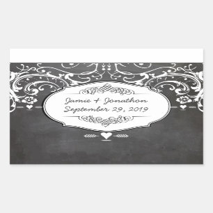 Sticker Rectangulaire Mariages de typographie de tableau noir