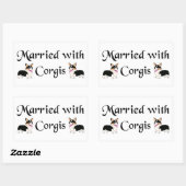 Sticker Rectangulaire Marié avec Corgis (Feuille)