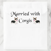 Sticker Rectangulaire Marié avec Corgis (Sac)