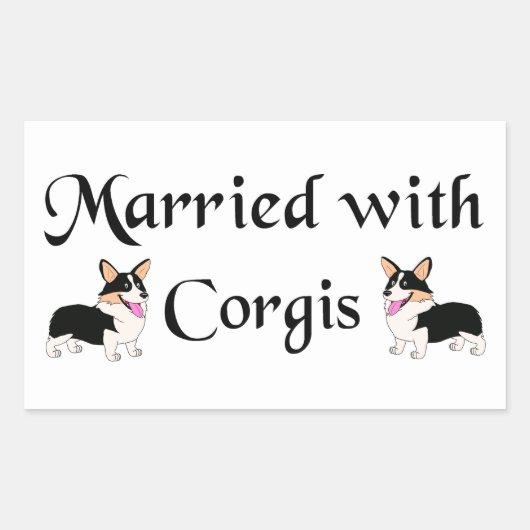 Sticker Rectangulaire Marié avec Corgis (Devant)