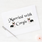Sticker Rectangulaire Marié avec Corgis (Enveloppe)
