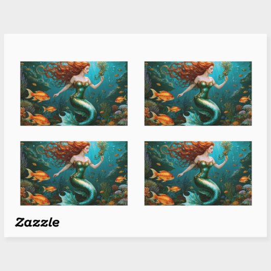 Sticker Rectangulaire "Marielle" - Belle sirène dansante (Feuille)