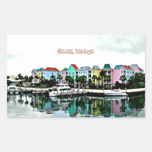 Sticker Rectangulaire Marina des Bahamas de Nassau (Devant)