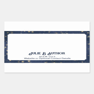 Sticker Rectangulaire Marine Blue and Gold Starry Auteur Plaque de livre