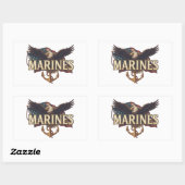 Sticker Rectangulaire Marine Corps Veteran Logo Emblem (Feuille)