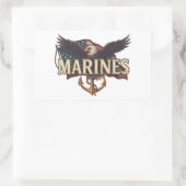 Sticker Rectangulaire Marine Corps Veteran Logo Emblem (Sac)