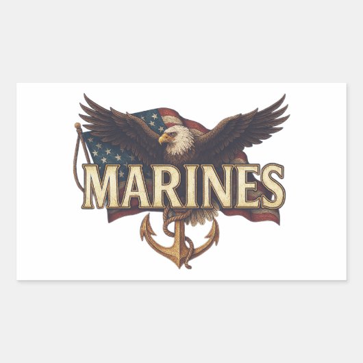Sticker Rectangulaire Marine Corps Veteran Logo Emblem (Devant)