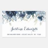 Sticker Rectangulaire Marine Peony Silver Dusty Blue Eucalyptus (Devant)